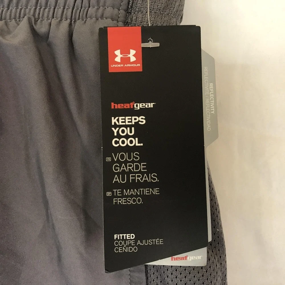 Under Armour Shorts Mens Large Gray HeatGear Lined 9 Inseam Running Gym